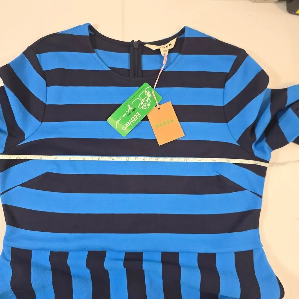 NWT Boden Hotch Blue Striped Jersey Midi Dress Retails $96